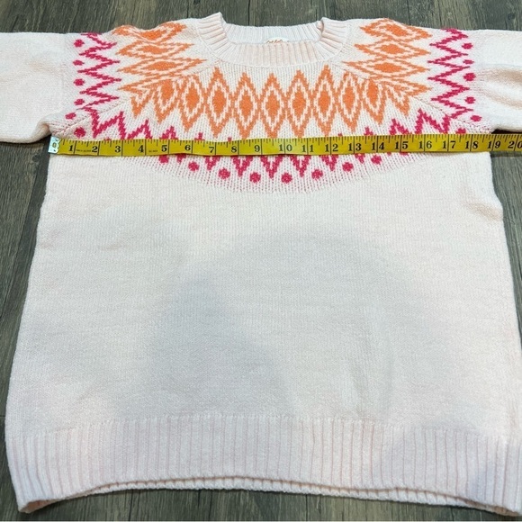 Cat & Jack Cozy Light Pink Colorful Pattern Crewneck Sweater Knit Size XL 14/16 - Picture 9 of 10